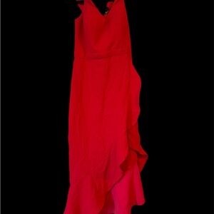 Aqua Asymmetrical Dress in Bold Red